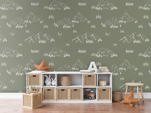MOUNTAIN TOPS GREEN - Mural - Dressoir