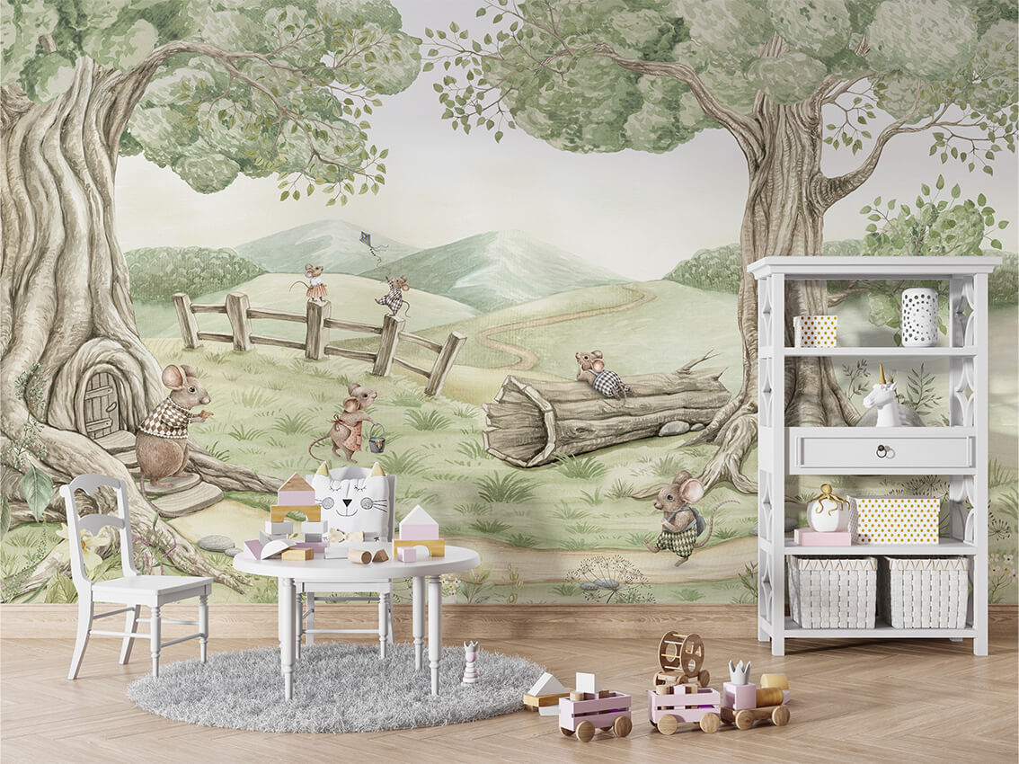Mouse Family ilustrim artistik woodland.