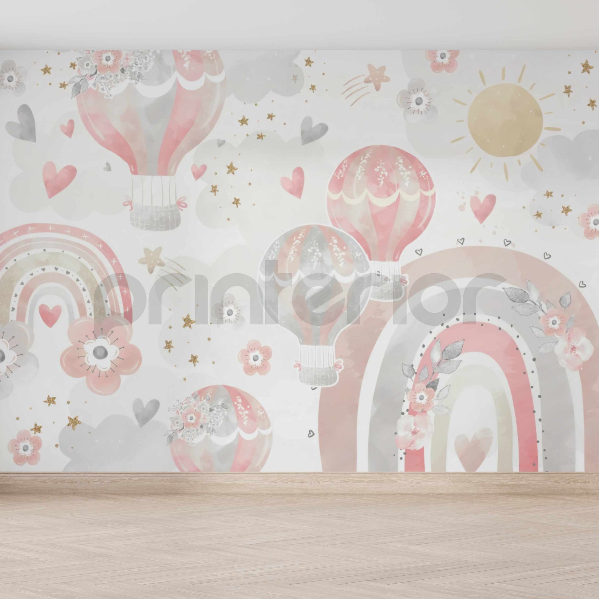 Pinky Rainbow -  Krijoni një ambient magjik me letrat murale per femije. Leter murale me dizenjo unike. Ngjyra pastel