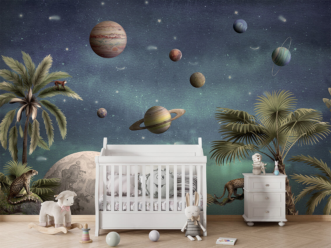 Pretty Planets dekor muri premium nga Printerior.
