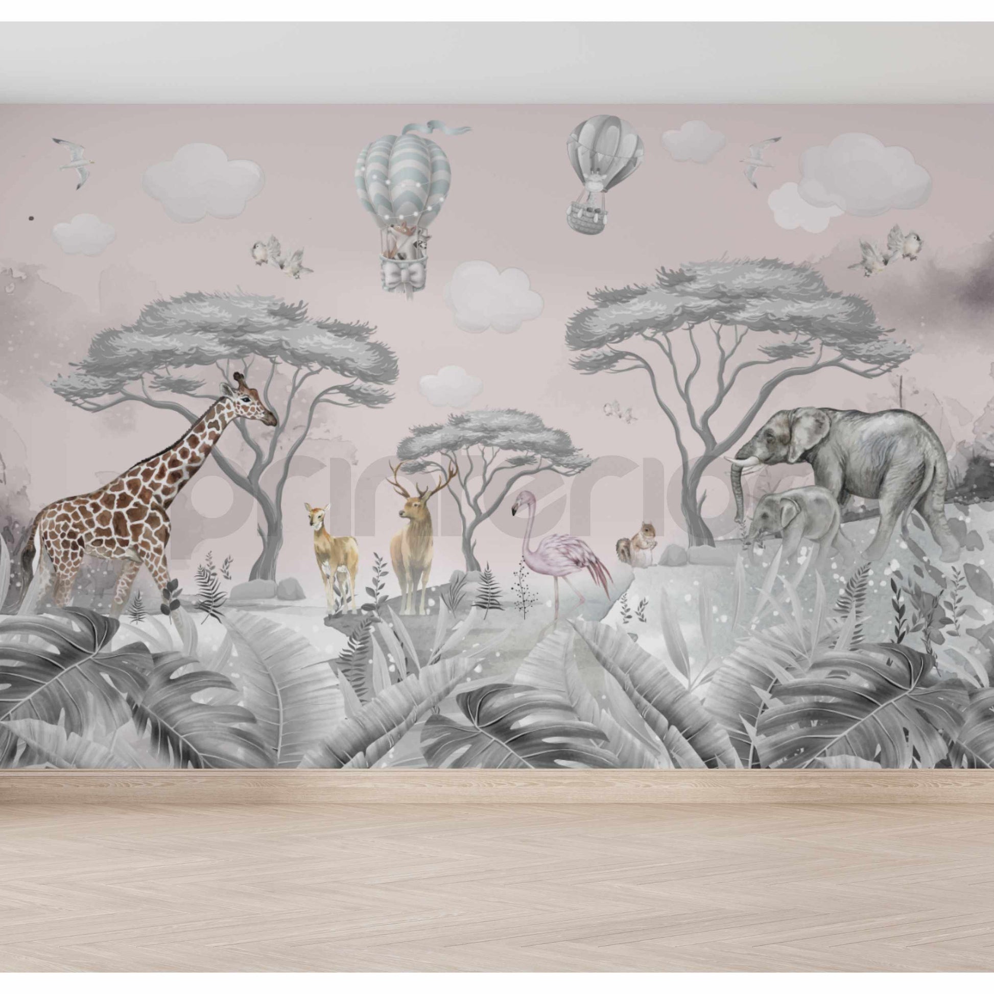 Leter muri me Safari-  Krijoni një ambient magjik me letrat murale per femije. Leter murale me dizenjo unike.