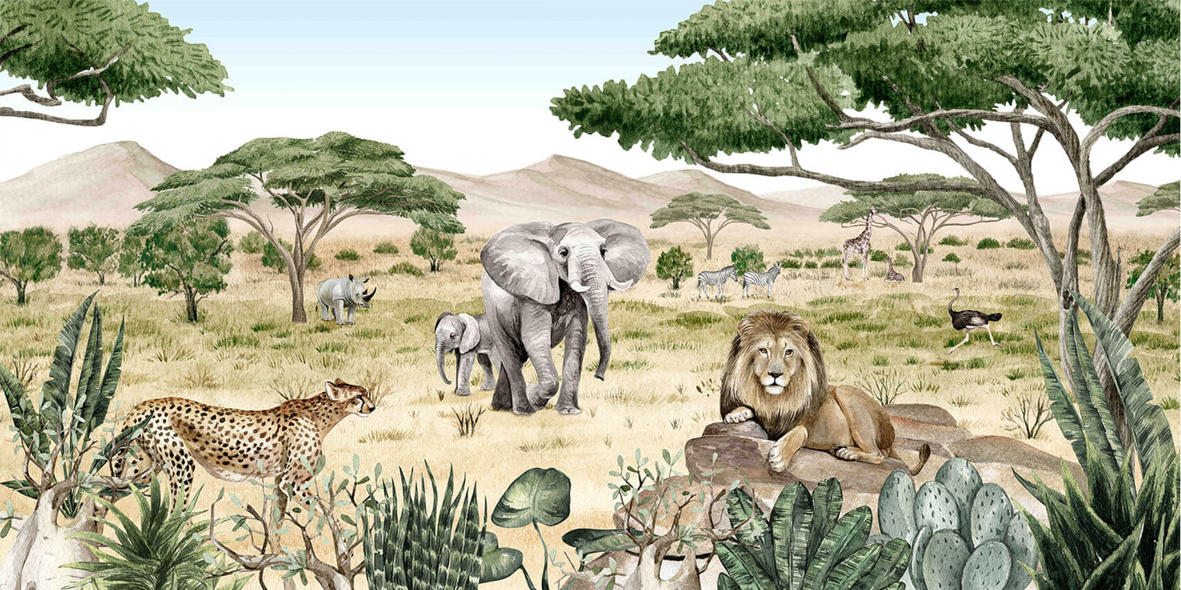 Savanne Secrets ilustrim safari me kafshë afrikane.