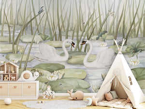 Spectacular Swans ilustrim artistik me mjellma.