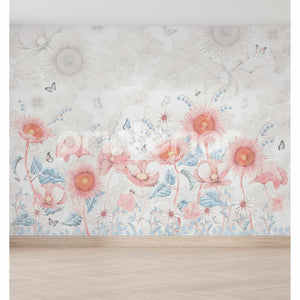 Leter muri me lule pastel per femije -  Krijoni një ambient magjik me letrat murale per femije