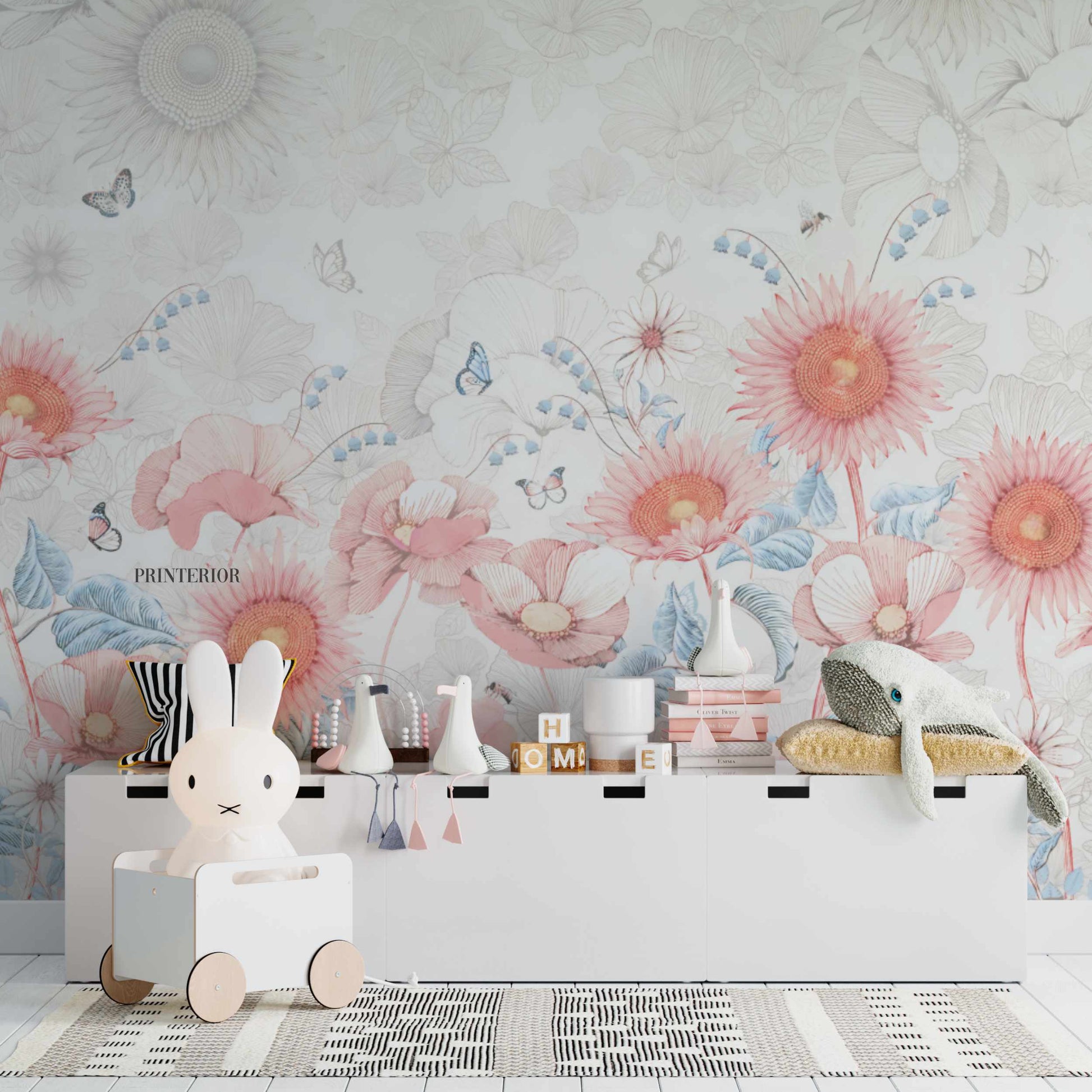 Leter muri me lule pastel per femije -  Krijoni një ambient magjik me letrat murale per femije