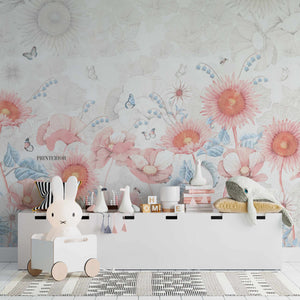 Leter muri me lule pastel per femije -  Krijoni një ambient magjik me letrat murale per femije