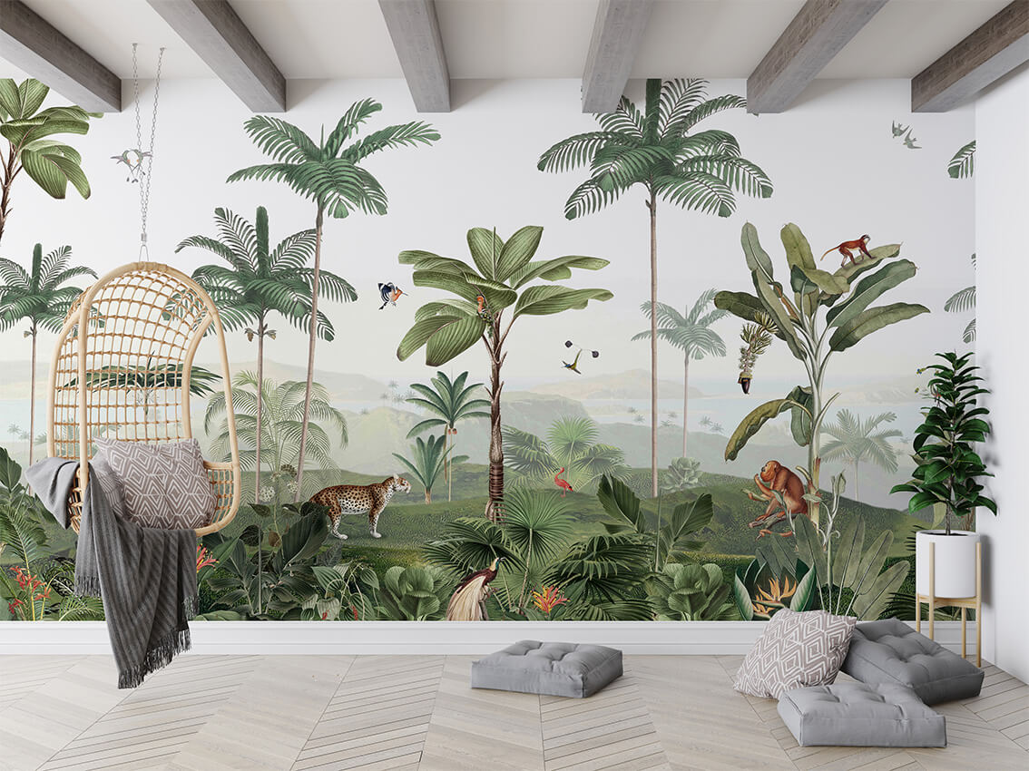 Thrilling Tropics mural premium për dhomën e fëmijëve.