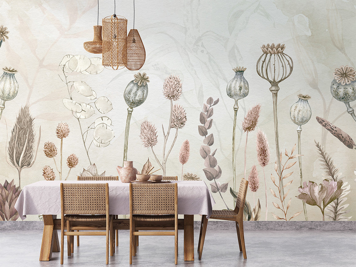 Autumn Flowers, letër murale në ambient – Dining room 1