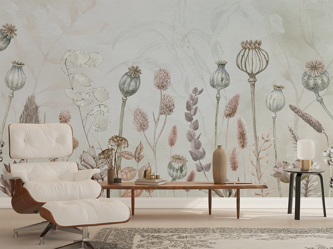Autumn Flowers, letër murale në ambient – Living room 1