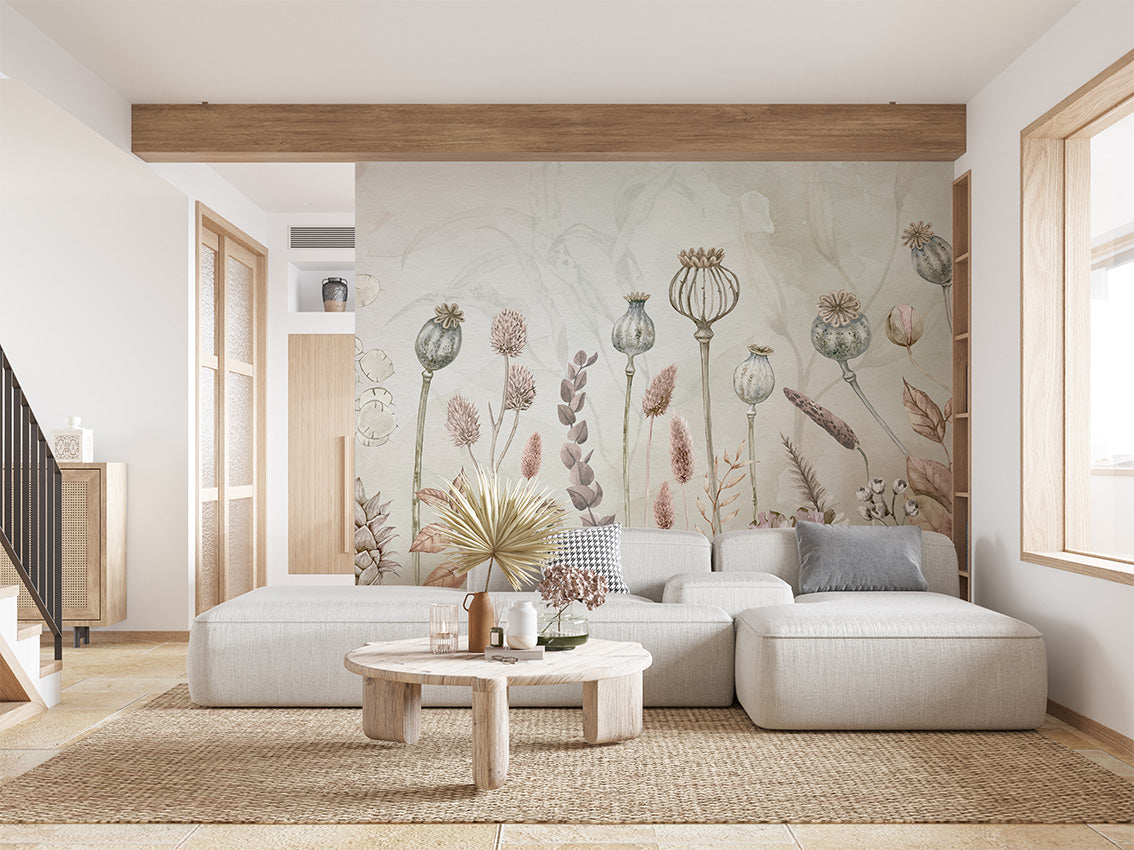 Autumn Flowers, letër murale në ambient – Living room 2