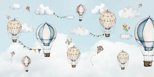Dizajni i plotë Balloon Bonanza me balona ajri, re, flamuj dhe balona fluturuese