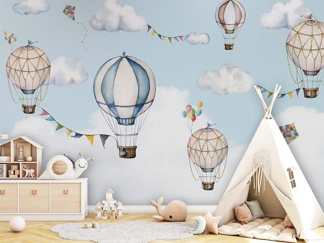 Balloon Bonanza me balona ajri në dhomë fëmijësh me tendë tipi
