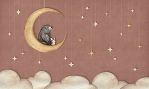Bear on the Moon - Red nga Oliver Robins – dizajni i plotë i letrës murale