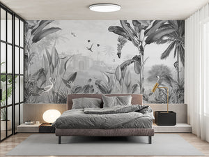 Botanical Beauty – B&W, letër murale në ambient – Bedroom 1