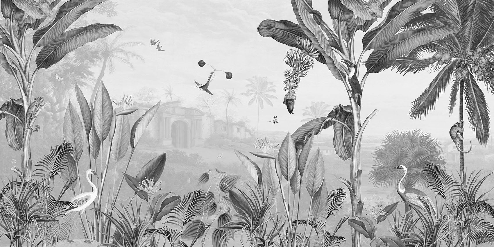 Botanical Beauty – B&W, letër murale – dizajni i plotë për personalizim