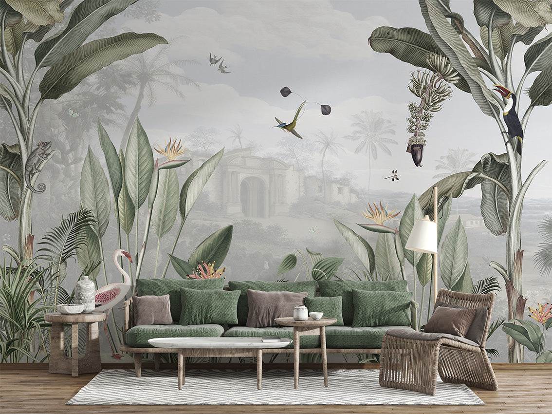 Botanical Beauty, letër murale në ambient – Living room 1