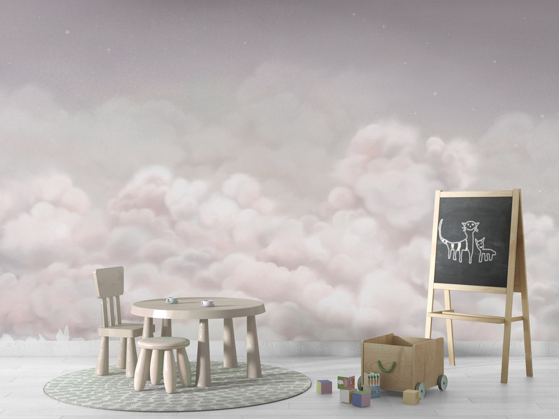 Calming Clouds - Pink – letër murale për dhomë fëmijësh, School board