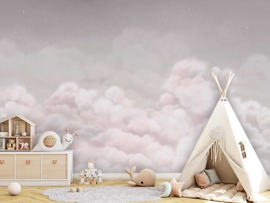 Calming Clouds - Pink – letër murale për dhomë fëmijësh, Tipi