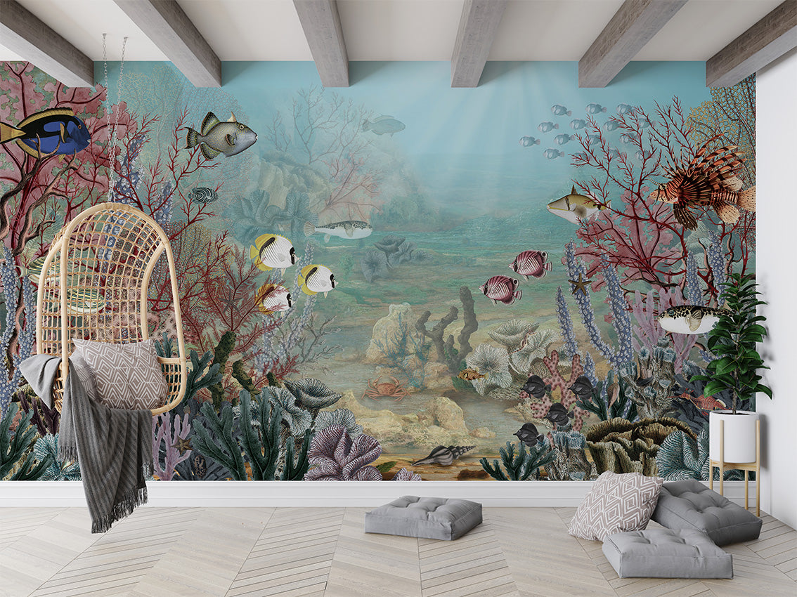 Coral Creatures, letër murale në ambient – Living room 1
