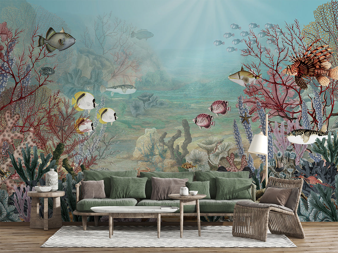 Coral Creatures, letër murale në ambient – Living room 2