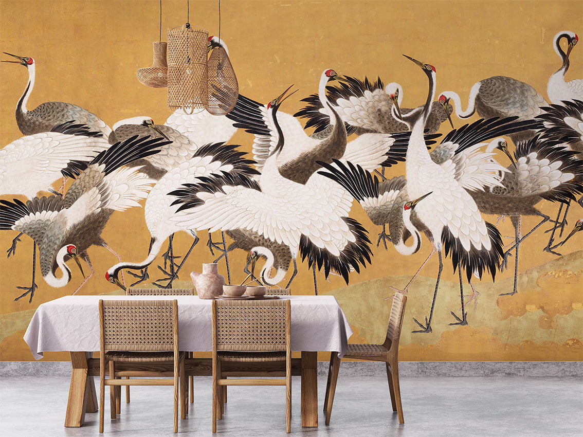 Crane Birds, letër murale në ambient – Dining room 1