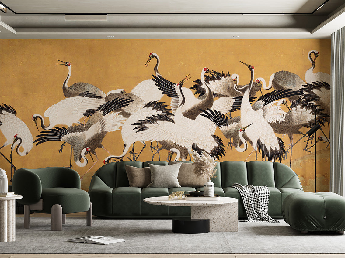 Crane Birds, letër murale në ambient – Living room 2