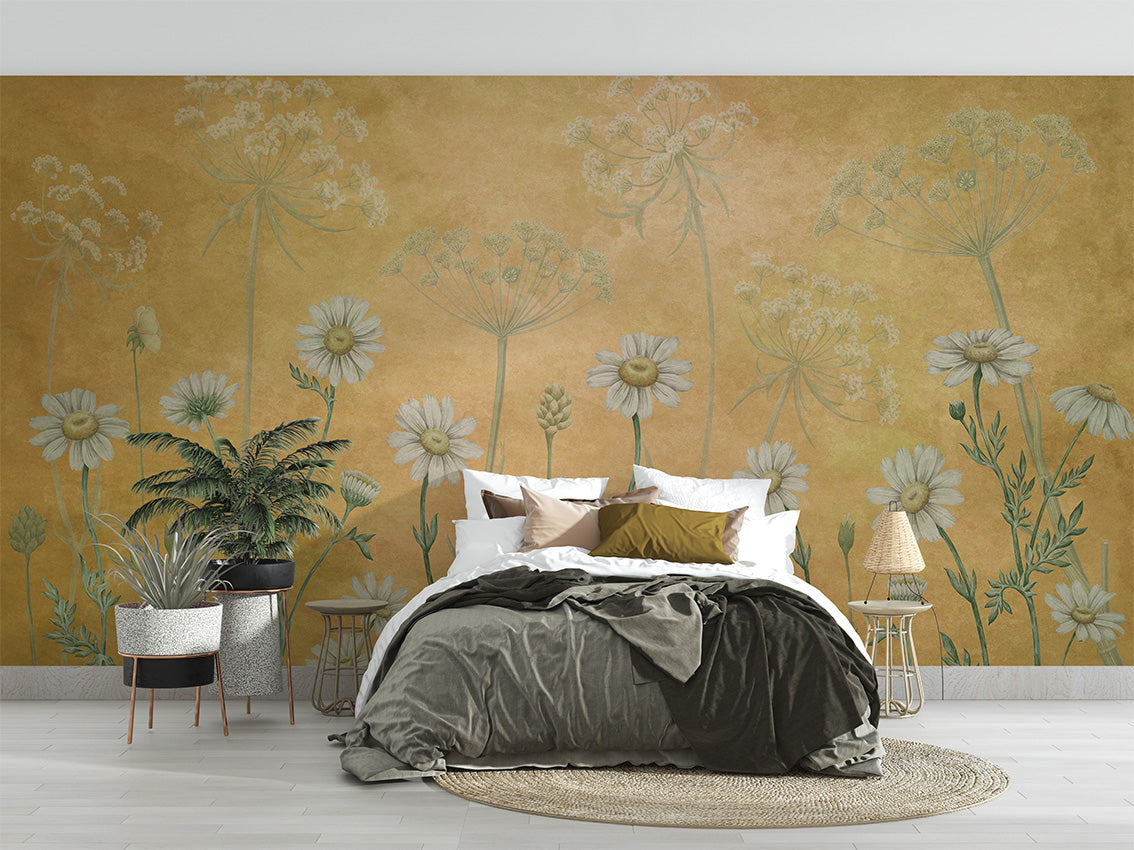Dazzling Daisies – Yellow, letër murale në ambient – Bedroom 2