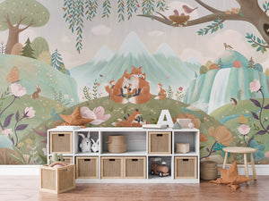 Fox Family – letër murale me familje dhelprash, Dressoir