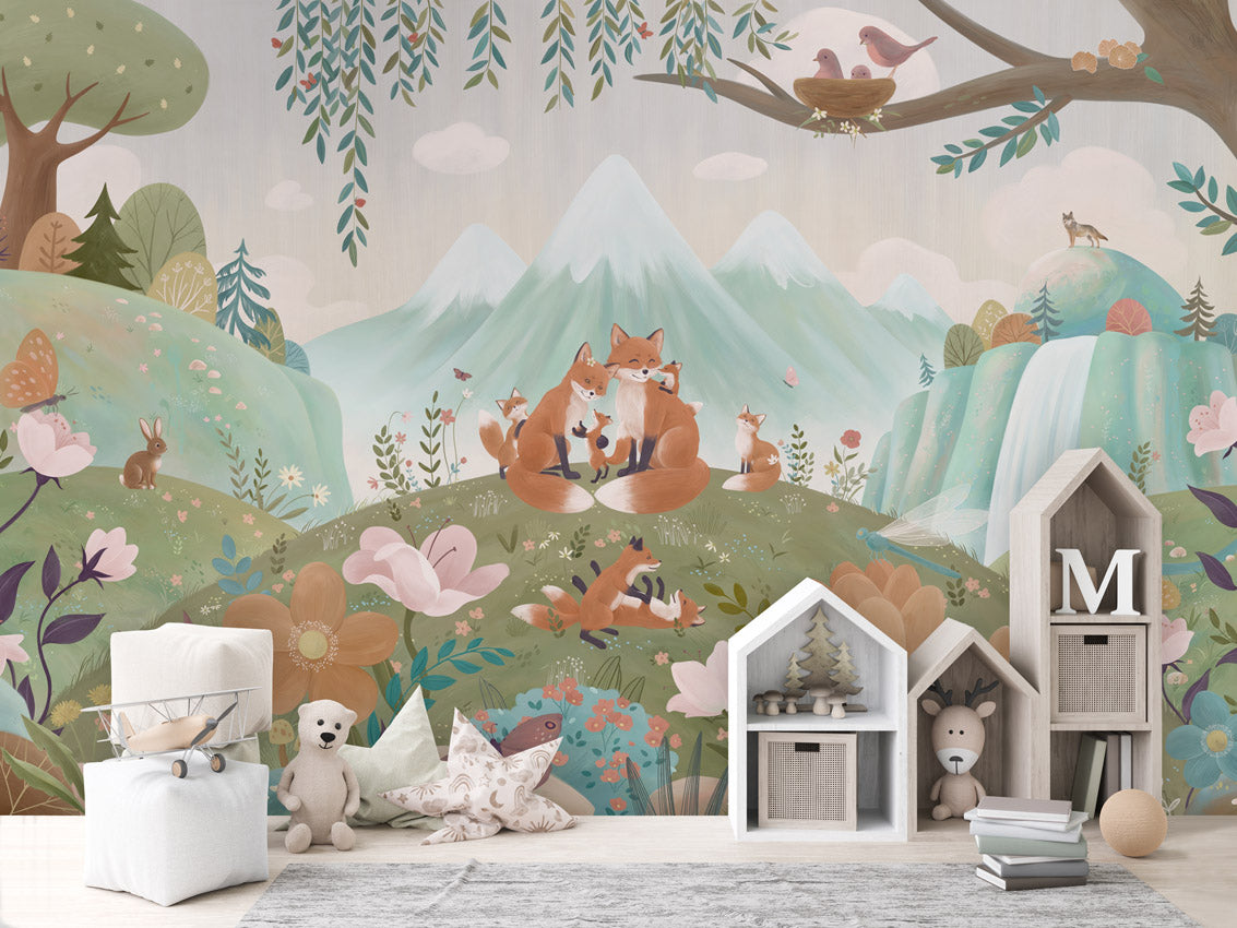 Fox Family – letër murale me familje dhelprash, House cabinets