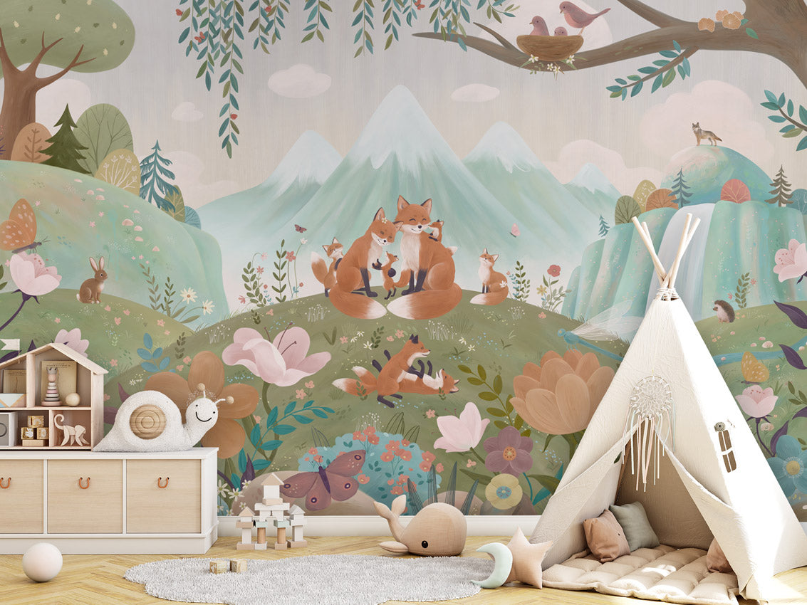 Fox Family – letër murale me familje dhelprash, Tipi