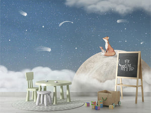 Fox on the Moon – Blue, letër murale me dhelpër dhe hënë, School board