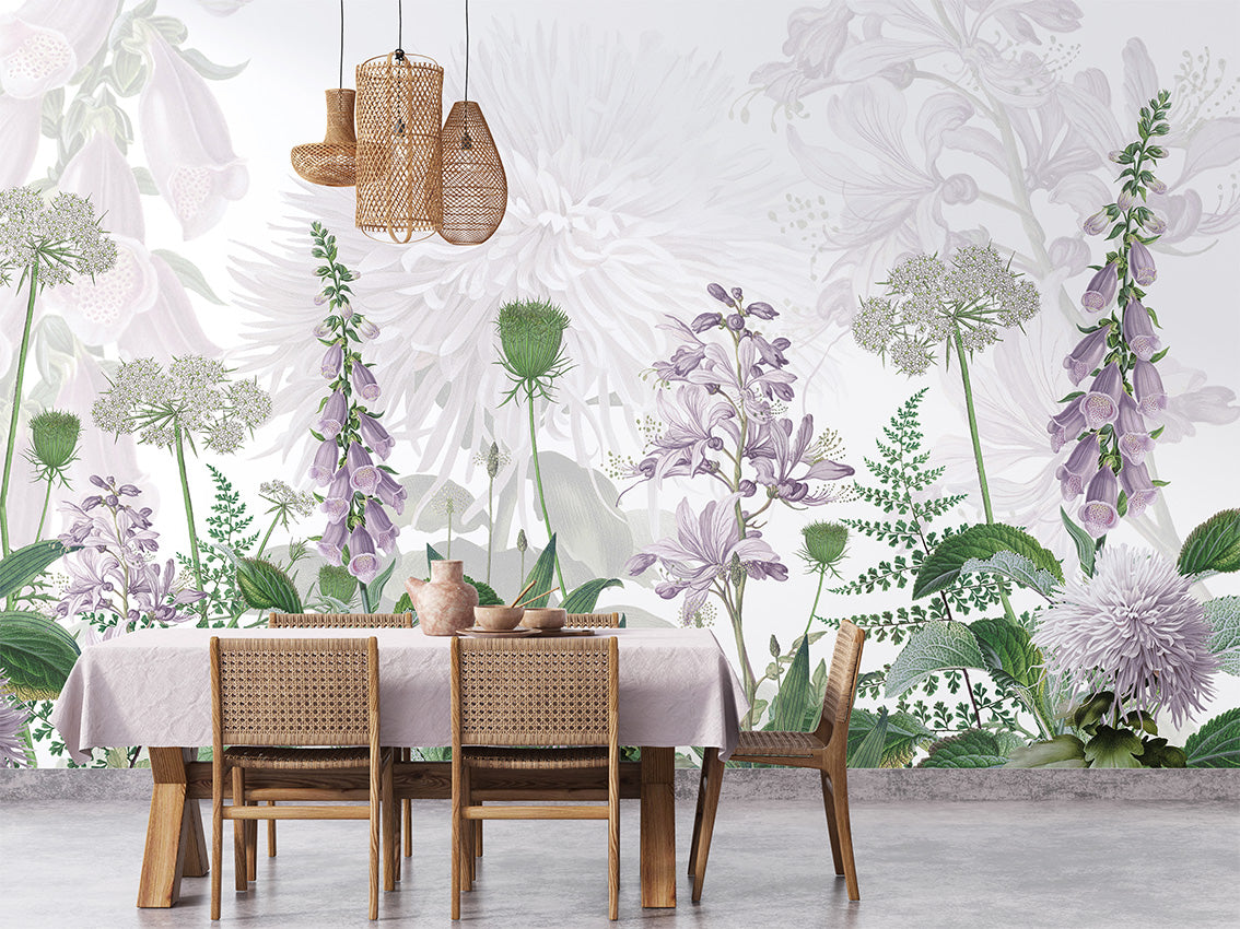 Foxglove Flowers, letër murale në ambient – Dining room 1