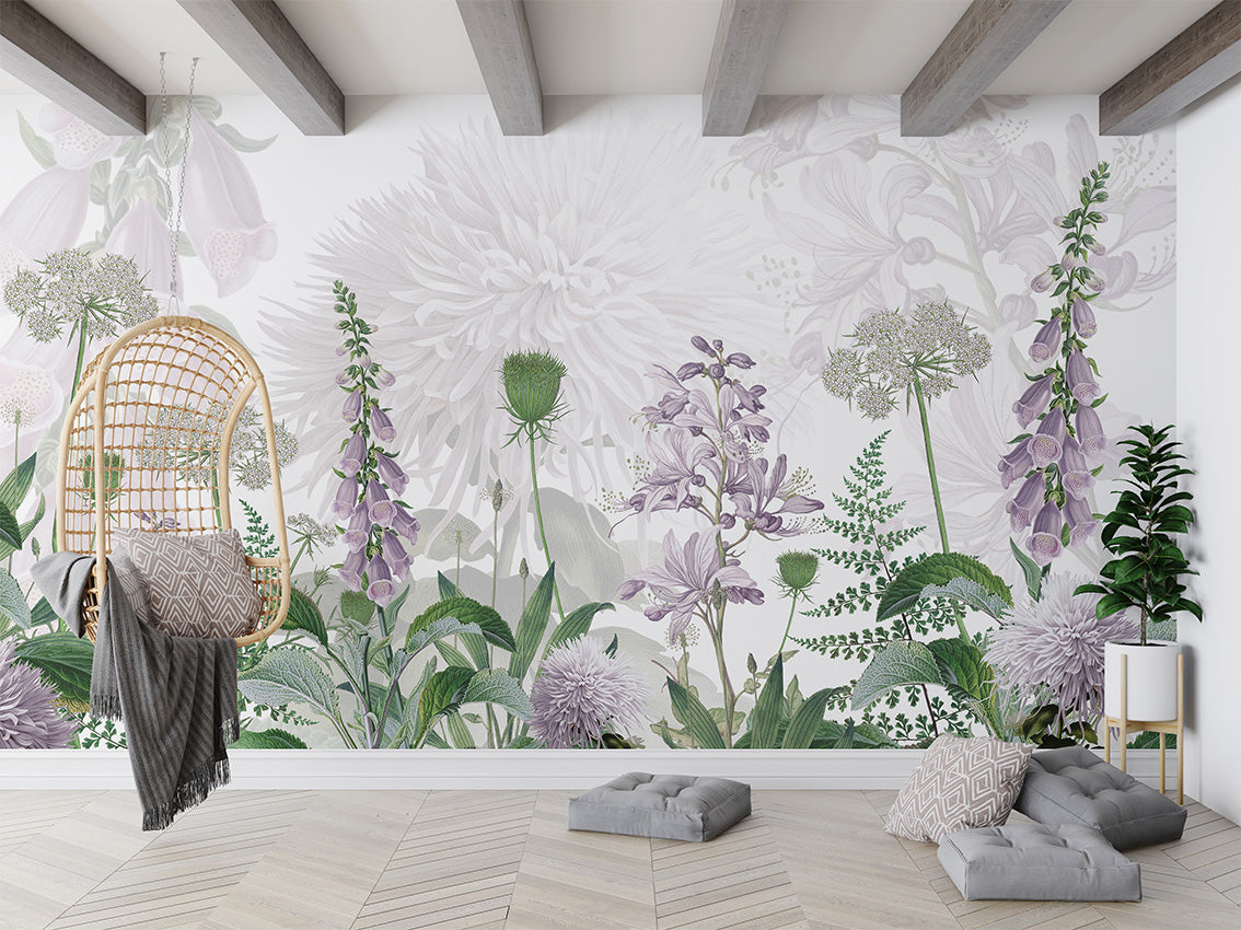 Foxglove Flowers, letër murale në ambient – Living room 1