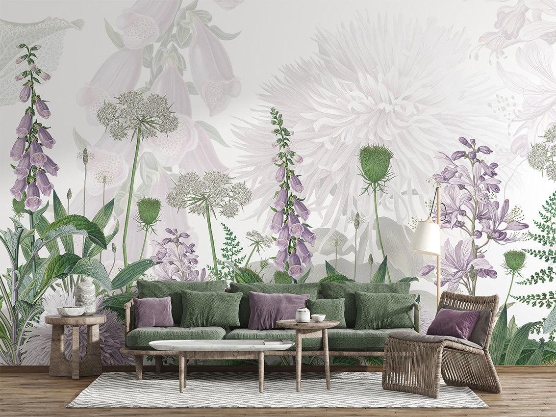 Foxglove Flowers, letër murale në ambient – Living room 2