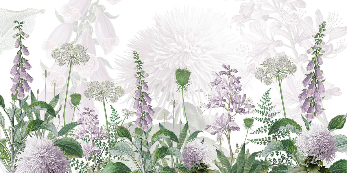 Foxglove Flowers, letër murale – dizajni i plotë për personalizim