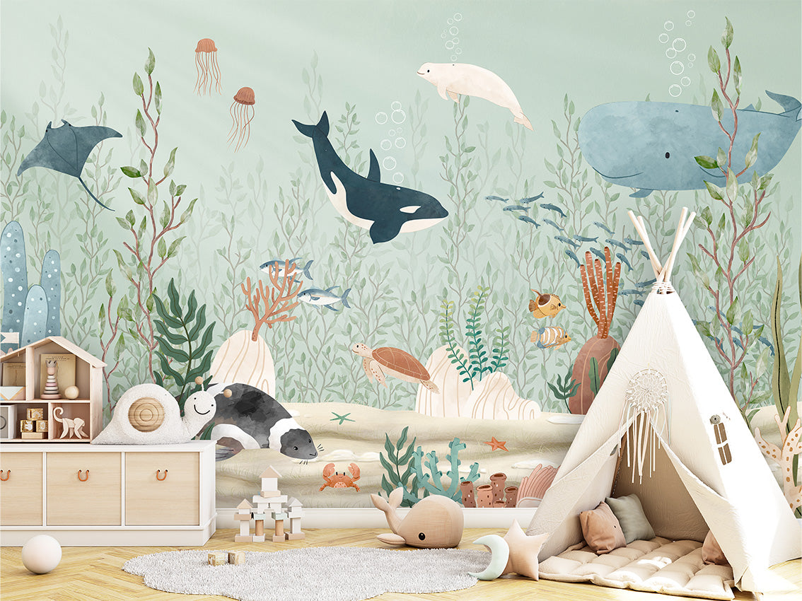 Kelp Forest – letër murale me kafshë deti dhe alga, Tipi