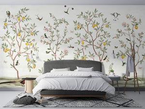 Lemon Tree Chinoiserie – White, letër murale në ambient – Bedroom 1