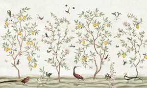 Lemon Tree Chinoiserie – White, letër murale – dizajni i plotë për personalizim