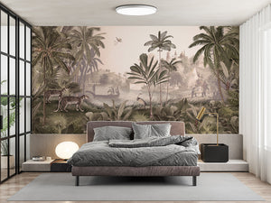 Leopard Landscape – Sepia, letër murale në ambient – Bedroom 2