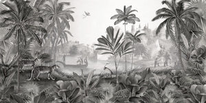 Leopard Landscape – B&W, letër murale – dizajni i plotë për personalizim