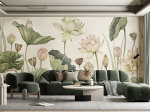 Lovely Water Lilies, letër murale në ambient – Living room 2