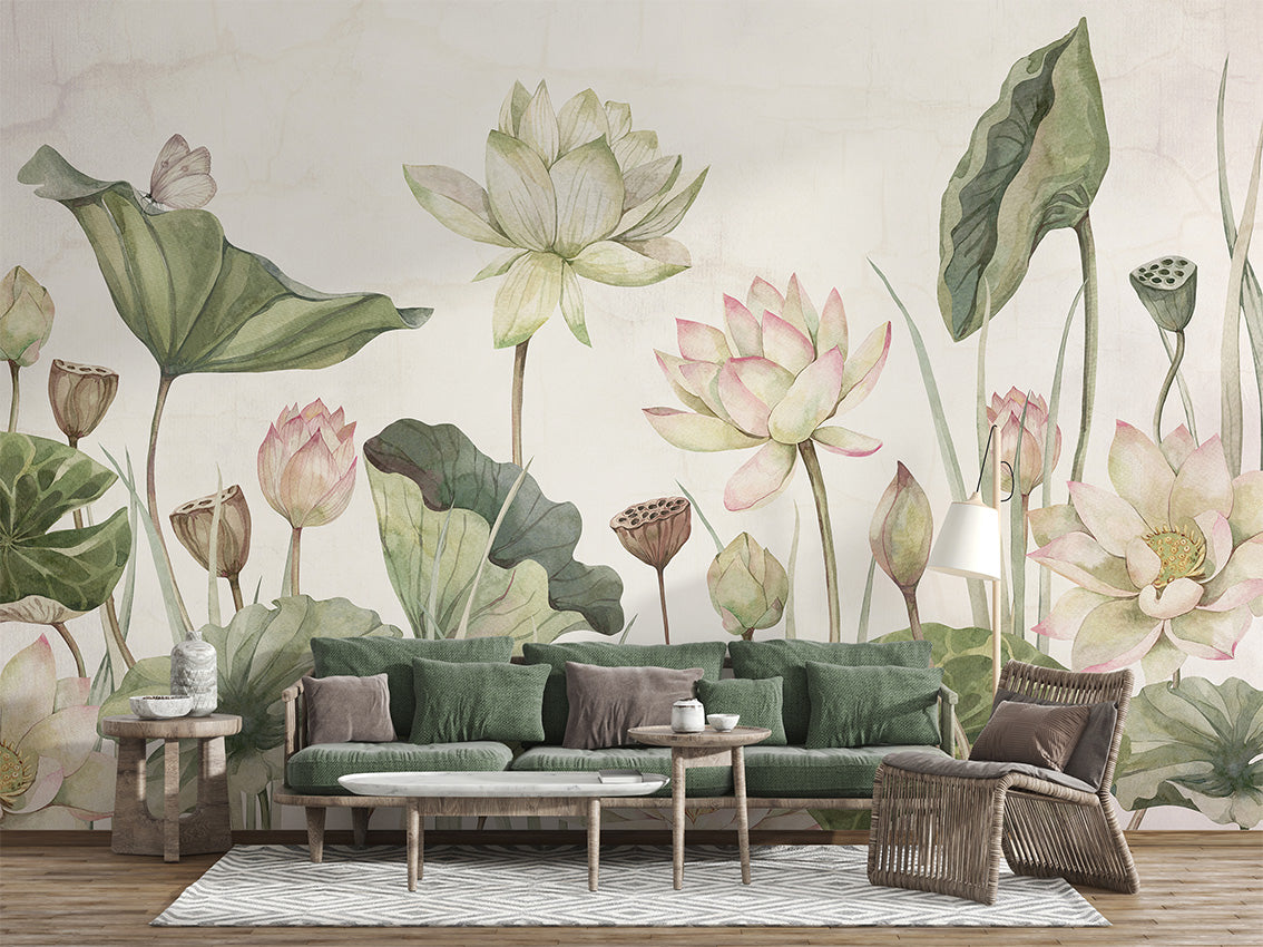 Lovely Water Lilies, letër murale në ambient – Living room 3