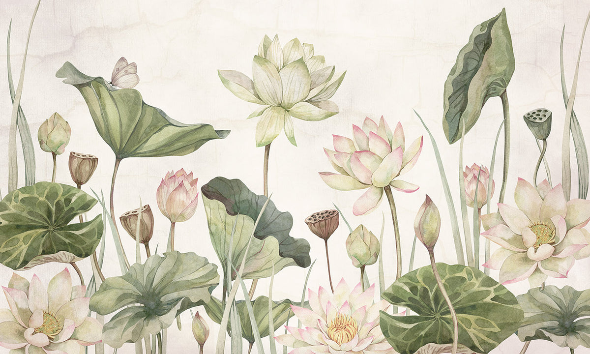 Lovely Water Lilies, letër murale – dizajni i plotë për personalizim