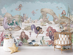 Mermaid Miracles – letër murale me sirena dhe korale, Crib rotan
