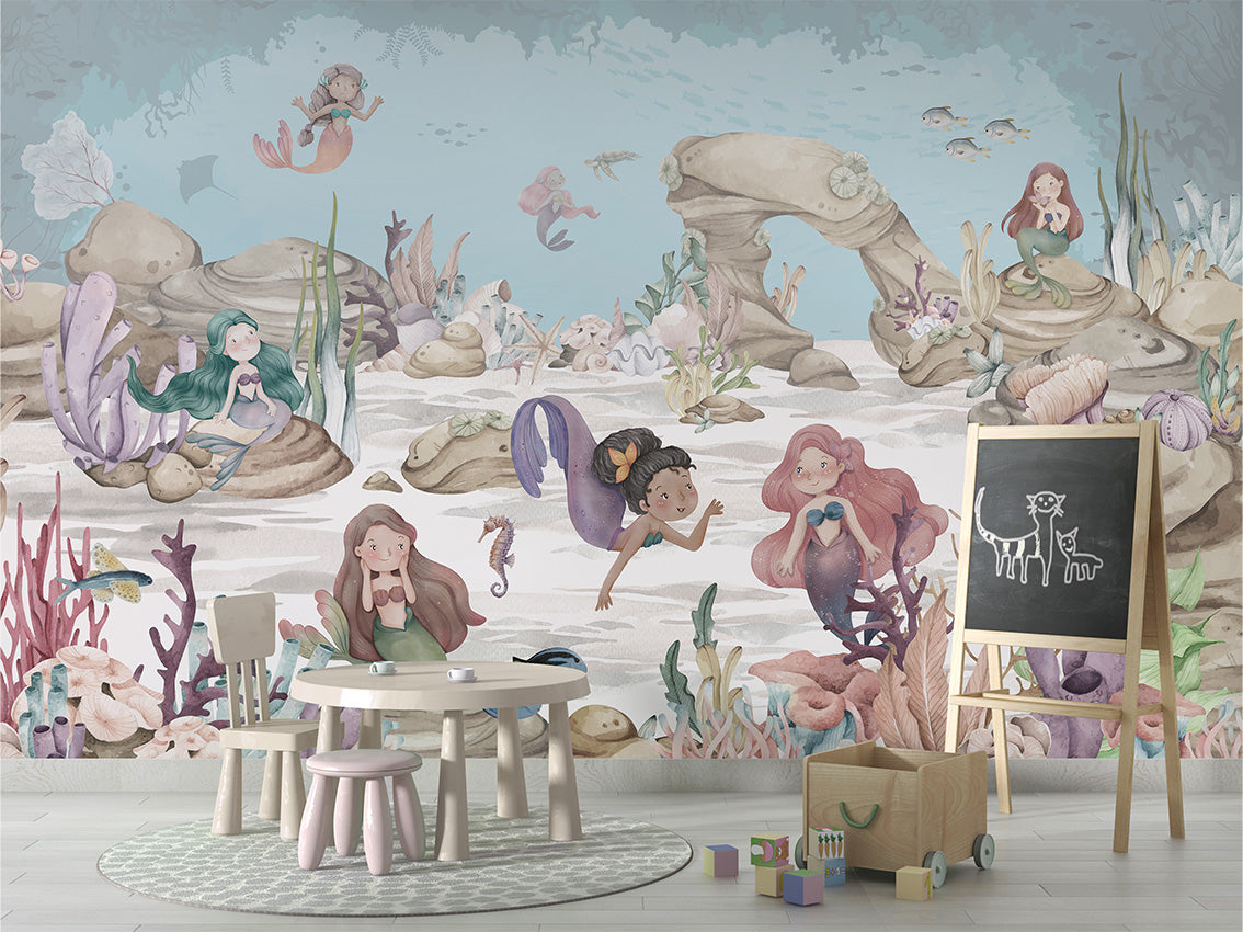 Mermaid Miracles – letër murale me sirena dhe korale, School board