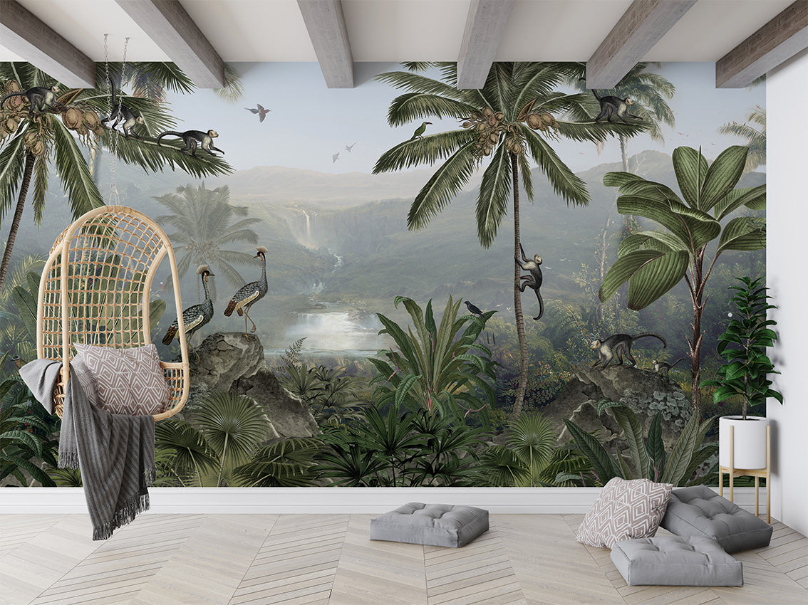Monkey Sanctuary, letër murale në ambient – Living room 3