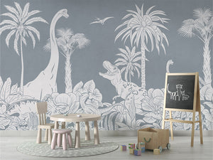 MONOCHROME DINO BLUE - Mural - School board