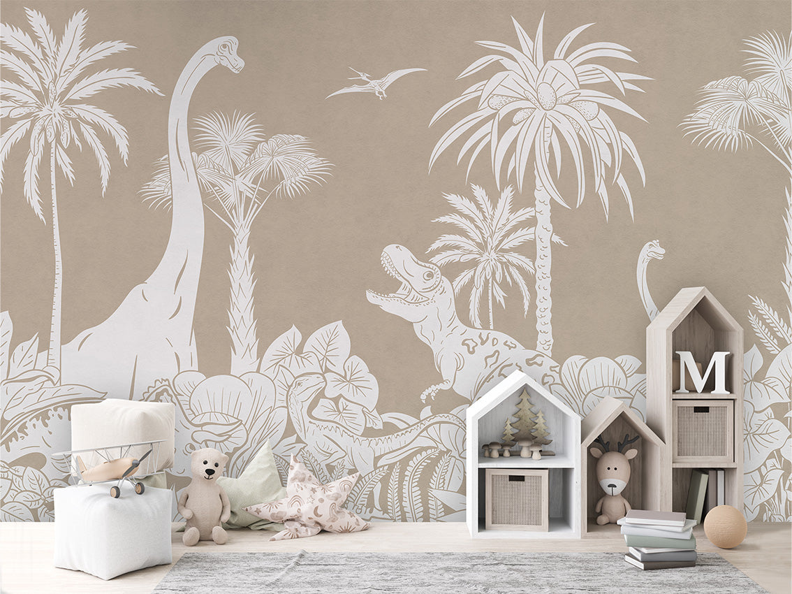 MONOCHROME DINO BROWN - Mural - House cabinets