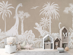 MONOCHROME DINO BROWN - Mural - House cabinets