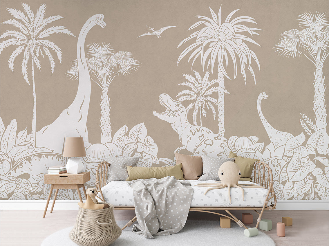 MONOCHROME DINO BROWN - Mural - Rotan couch